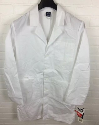 Barco Uniforms Small Unisex 39  Long Sleeve Button Up Lab Coat White #7423