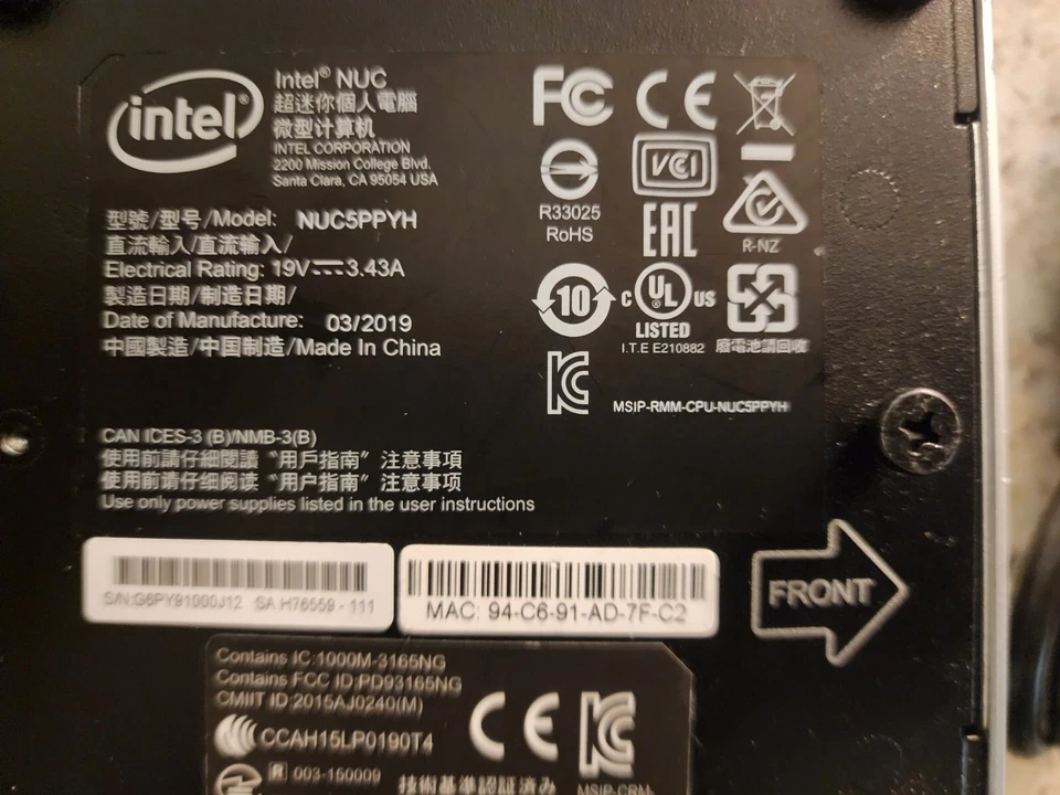 Intel (Intel Celeron, 1.60GHz, 8GB) Desktop Computer - NUC5CPYH - Image 4 of 4