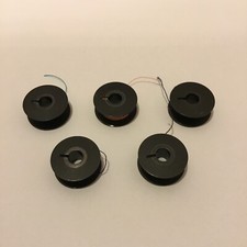 Lot Of 5 Black Slotted Bobbins With Thread-Free Shipping