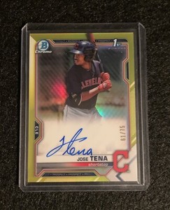 2021 Bowman Chrome Jose Tena 1st Auto Yellow Refractor #/75