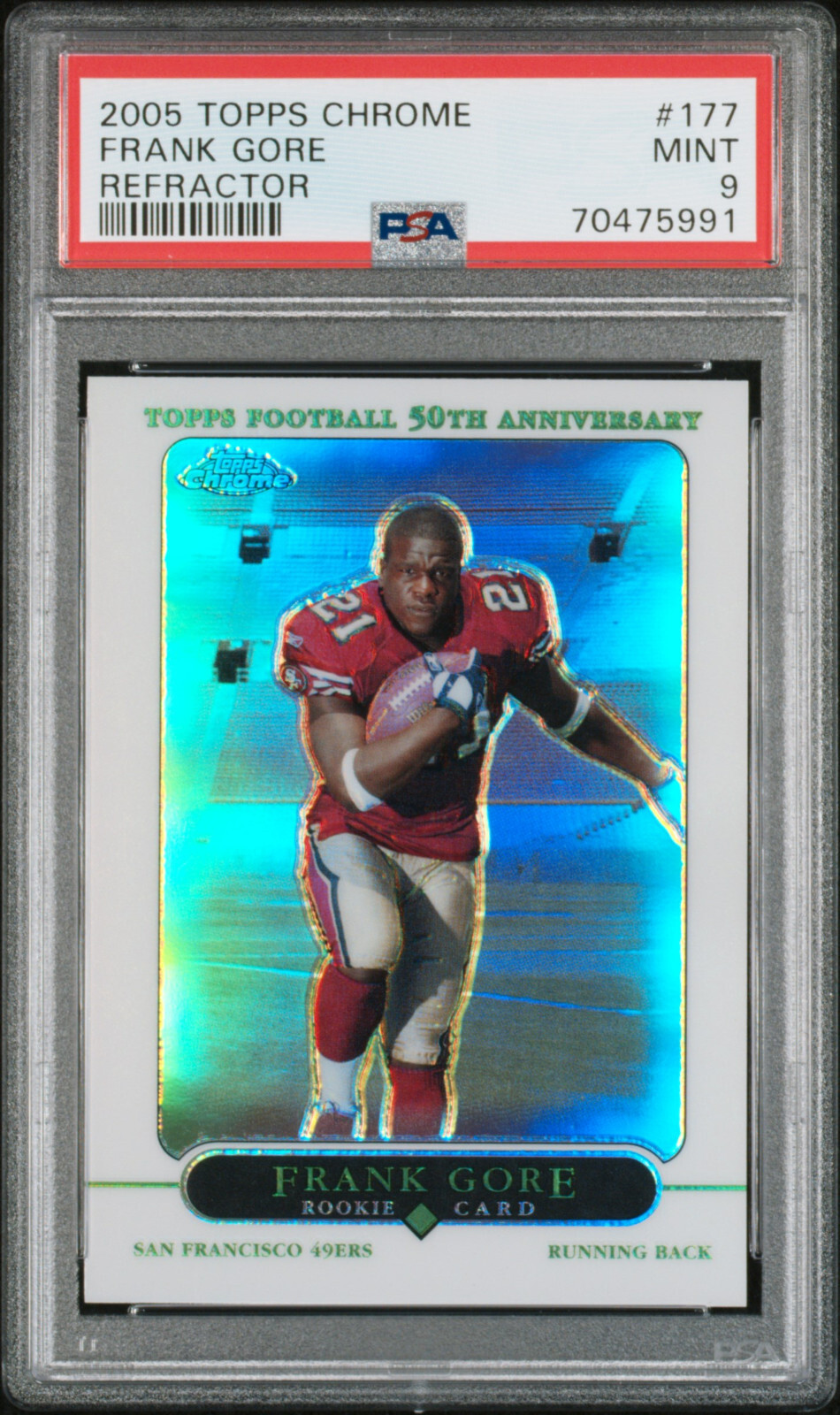 2005 Topps Chrome 177 Frank Gore Refractor PSA 9 Mint 49ers HOF RC Miami