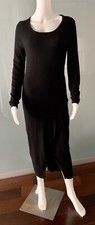 H by Halston Black Knit MIDI  Dress with Opening In Front Size S