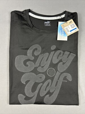 Puma Golf Shirt Tee T-Shirt Cloudspun Enjoy Golf Print XL Black NWT MSRP $45