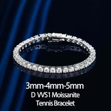 3mm 4mm 5mm D Color Moissanite Tennis Bracelet 925 Sterling Silver Pass Tester
