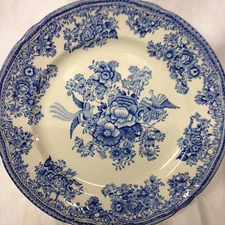 GUSTAVSBERG FASAN BLUE DINNER PLATE 9 1/4" FLORAL & BIRD DESIGN