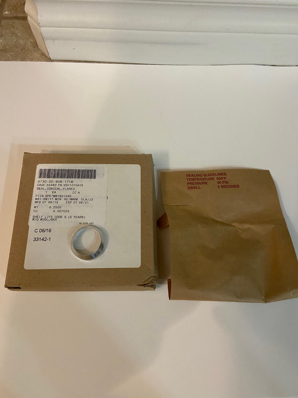 5 EA ALCOA GLOBAL FASTENERS P/N VSF1015A16 CONICAL SEAL FLARED TUBE