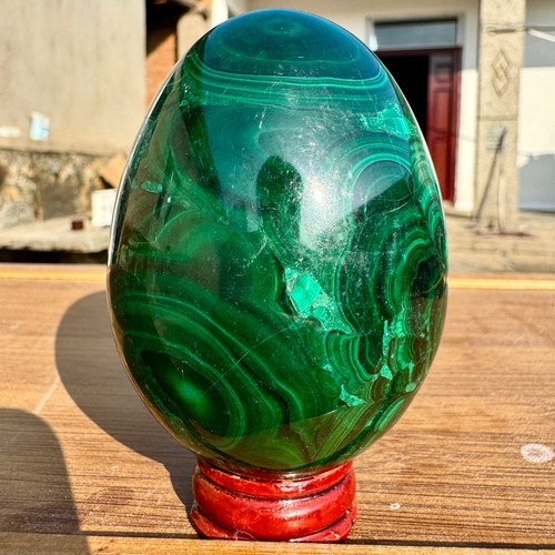 550G Top quarzo malachite naturale intagliato a mano uovo cristallo decorazione Reiki - - Foto 2 di 11