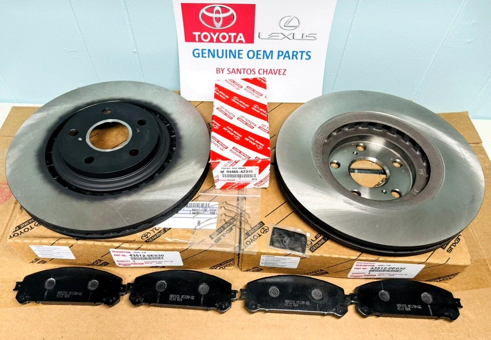 Kit de rotor de freno delantero y pastillas Toyota Highlander 2008-2019 pieza original OEM Foto 4 de 4