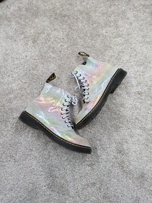 Dr. Martens Pascal Boots Womens 5 Genuine Leather Suede Rainbow Sparkle Side Zip