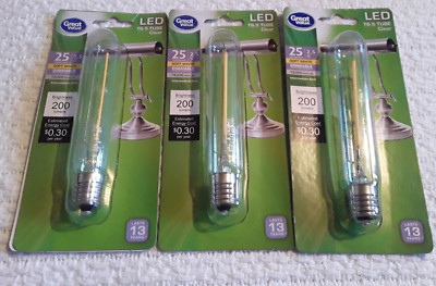 Clear Soft White Bulb Lot of 3 25W T6.5 LED Dimmable Tubular 13Y