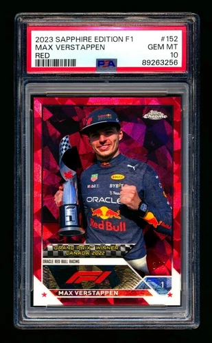 2023 Topps Chrome Sapphire F1 #152 Max Verstappen Red Refractor #3/5 PSA 10