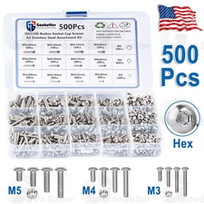 Button Head Socket Cap Screws Nut Assortment Kit Allen Hex Bolt Stainless Steel