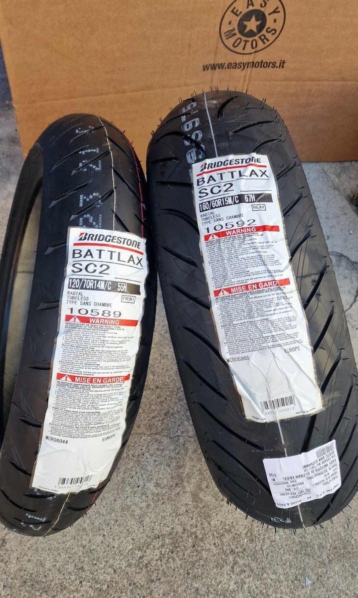 Cp gomme 120/70 R14 55H 160/60 R15 67H BRIDGESTONE BATTLAX SC2 T