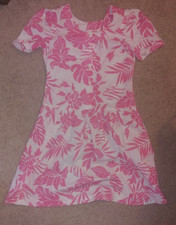 Vintage 1980s Ashley Ames Tropical Pink Dress Medium 50/50