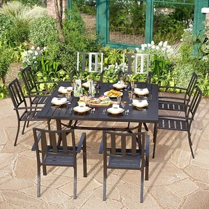 9 Piece Outdoor Dining Sets for 8 Person Metal Patio Table Chairs Furniture Set