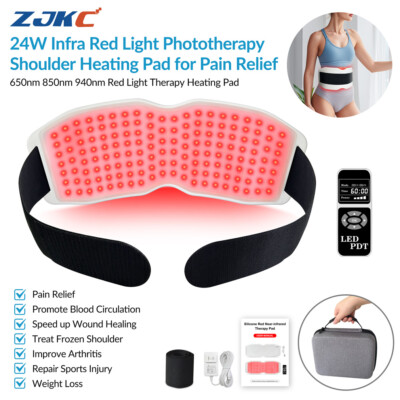 Silicone 24W Red Infrared Light Therapy Heating Pad Belt for Pain Back Shoulder