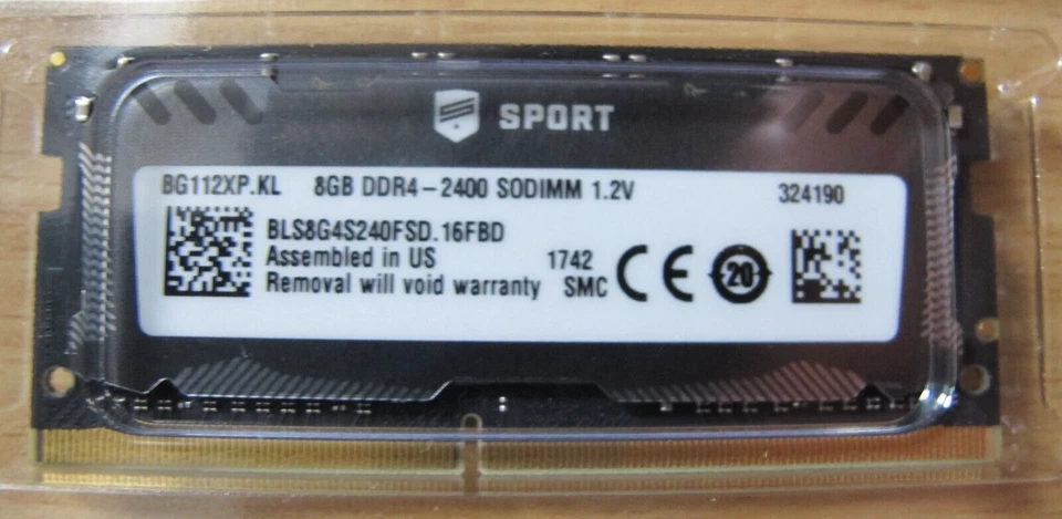 Ballistix 8GB DDR4 2400MHz 2RX8 PC4-2400T 1.2V 260P SODIMM Gaming Laptop Memory - Image 2 of 4