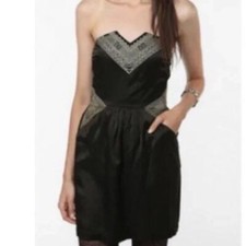 Urban Outfitters | Ecote Metallic Black Strapless Dress | NWT | Size Medium