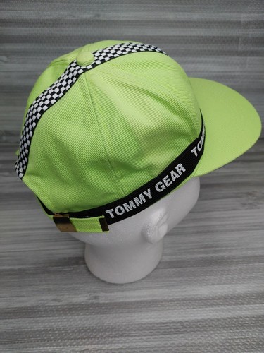 "Vintage" Tommy Gear Chartreuse Grn Adjustable Racing Stripe Hat MADE IN U.S.A.  - Picture 5 of 12