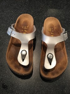 metallic grey sandals