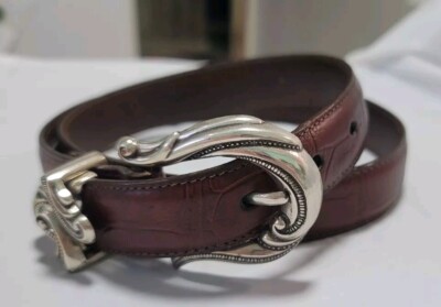 BRIGHTON Allegro Swirl women’s brown croc-embossed leather belt. Vintage Perfect s-l400.jpg main image 4