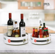 2 Pack Plastic Lazy Susan Organizer for Cabinet Turntable for Home Kitchen Desk
