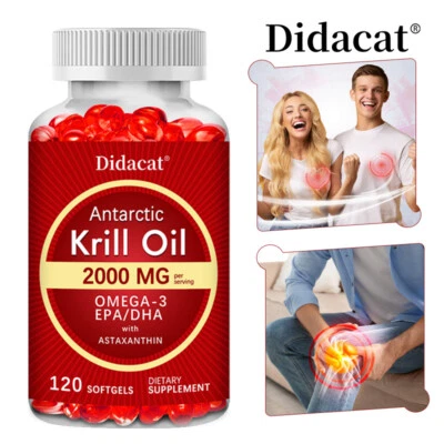 DIDACAT Antarctic Krill Oil 2000 mg Softgels | Omega-3 EPA, DHA, with Astaxanthin New
