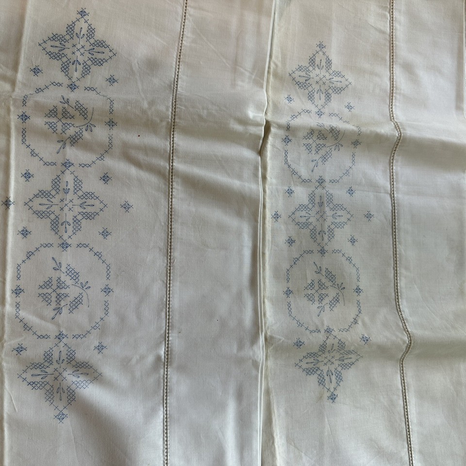2 Standard Pillowcases With Pattern To Embroider Vintage Needlepoint eBay