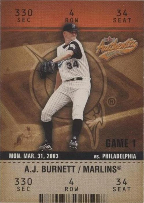 2003 Fleer Authentix - A. J. Burnett #50