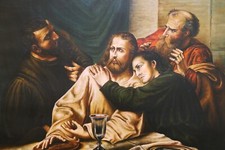 Adolf Schmitz olio tela antico XIX secolo ultima cena Riproduzione D'epoca 1800