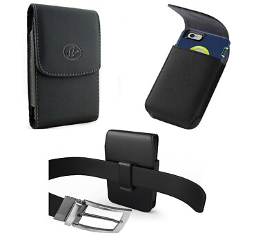 Extra large Vertical Leather Holster Carrying Phone Case With Belt Clip Pouch 