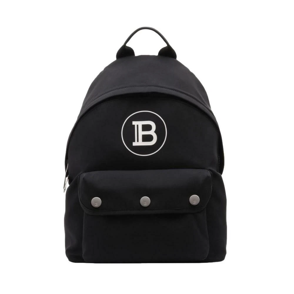 Balmain — New Balmain B-Back Black Nylon White Logo Backpack Made in Italy
