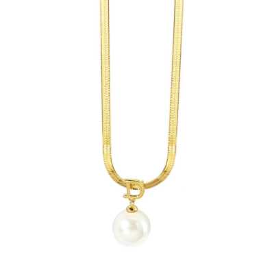 DO Myself 925 Sterling Silver Necklace with Bead Pearl Pendant Gold Color- High-