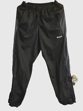 Reebok Womens Lined Polyester Black Gray Track Pants Elastic Waist Cuffs Size S