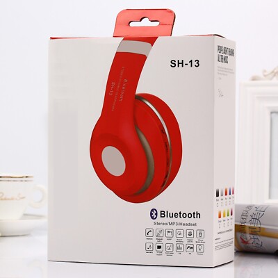 Bluetooth Kopfhörer/Headset Wireless Headphone TF-Karte 3.5 mm Bass Rot Schwarz