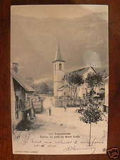Old postcard 73 aiguebelette church at the foot of Mont Grele
