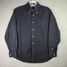 Tommy Hilfiger Button Down Shirt Mens Medium Navy Blue Dress Shirt Collared