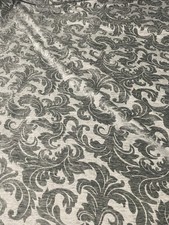 Upholstery curtain rug Damask in Moss Green heavy Linen Blend Fabric by the yard