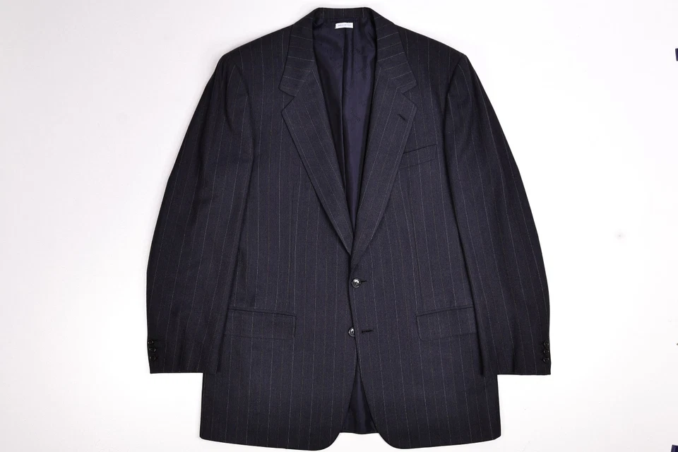 Traje Brioni Lana Carbón Lápiz Rayas 42 L Pantalones Plisados 35x29 Foto 2 de 4