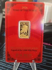 2026 Pamp Suisse 5 gram 9999 Fine Gold Bar Year Of The Horse Lunar Legend Series