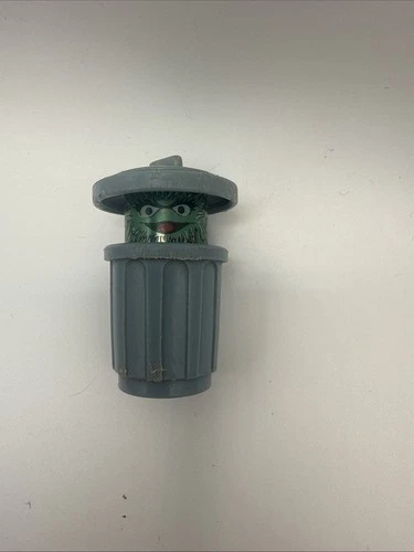 Vintage Fisher Price Little People Sesame Street Oscar the Grouch Trash Can 70's
