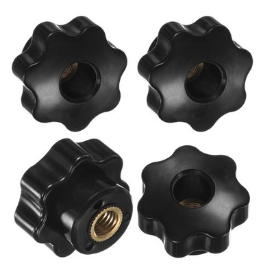 4-Pack 7 Star Knobs, M8x31mm Female Thread Through Hole Brass Clamping Handles