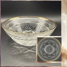 Vintage Luminarc Cristal d'Arques Durand clear glass bowl Gold trim Stunning!