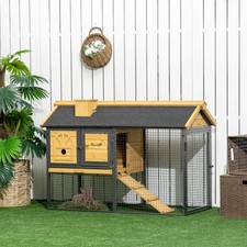 Image of PawHut Rabbit Hutch, Guinea Pig Hutch 2 Tiers w/Tray & Ramp, for 1-2 Rabbits