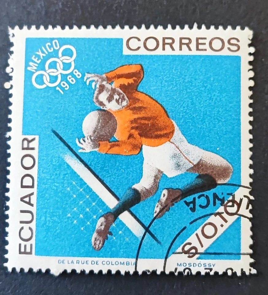 TIMBRE EQUATEUR CELLO ECUADOR 1968 JO JEUX OLYMPIQUES MEXICO DE LA RUE DE COLOMB - Photo 1/1