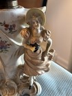 😍 Ca. 1870s Victorian Porcelain Boudoir Kerosene oil lamp Of Courting Couple 🔥 — photo 4