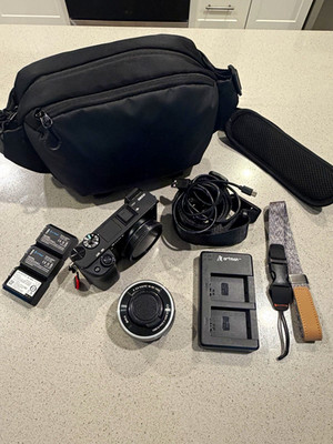 Sony Alpha a6300 24.2MP 4K Mirrorless w/ 16-50mm OSS, Bag, Batteries