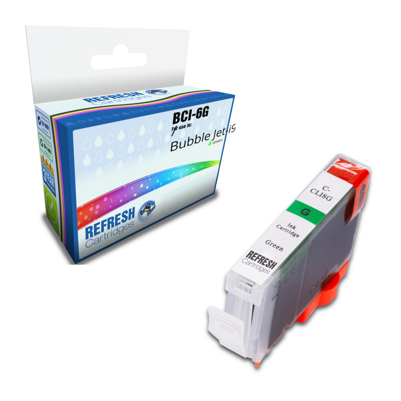 Refresh Cartridges Green BCI-6G Compatible With Canon Printers