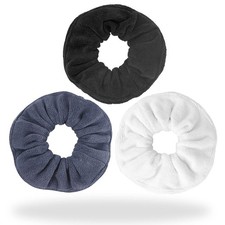 Hair Drying Towel Scrunchies - Terry Cloth Scrunchie Large, black white grey