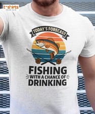 Fishing Forecast Drinking T-Shirt ? Funny Outdoor Tee